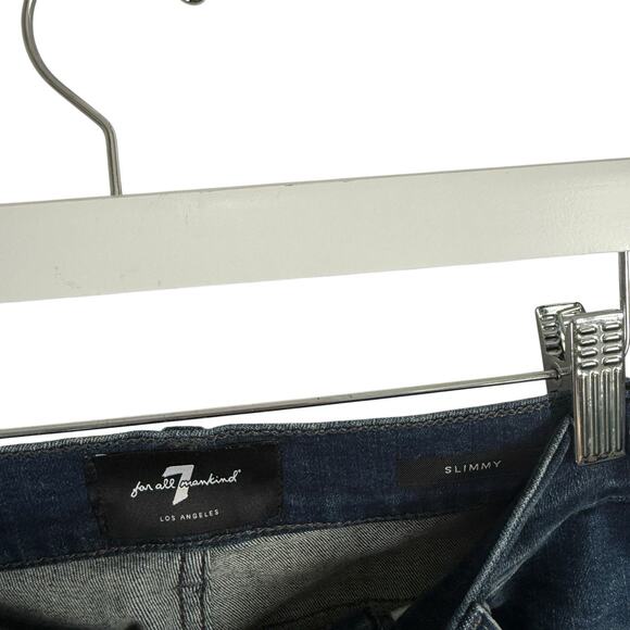 7 For All Mankind Slimmy Squiggle Dark Lago Wash Jeans Mens 31x33 - Picture 3 of 9